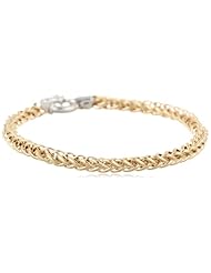Bonded Sterling Silver and 14k Two-Tone Spiga Chain Bracelet, 7.5"