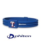 Phiten American League MLB S-Type Titanium Bracelet Team: Texas Rangers, Size: 6 3/4in