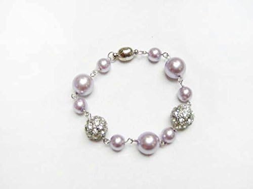 Alur Jewelry 18256LV Pearl and Crystal Ball Bracelet in Lavender