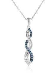 Sterling Silver Blue and White Diamond Infinity Pendant Necklace (1/3 Cttw, I-J Color, I2-I3 Clarity), 18"