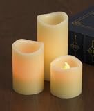 Lilys Home Everlasting Flameless Pillar LED Candle, Wax Melted Edge with Drip Effect, Set of 3