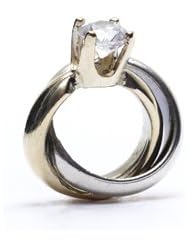 Engagement Ring, Silver with 14 Kt Gold Charm Bead with Free Bead Travel Case - Made in the USA By Novobeads - Fits Pandora, Biagi and All European Bead Bracelets