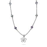 13"+2" Extension Necklace with Multi Color Crystals and Flower Charm