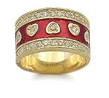 14k Gold And Enamel Plated Designer Style CZ Ring