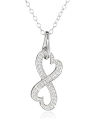 Silver Heart Infinity Diamond Pendant Necklace, 18" (1/10ctttw)