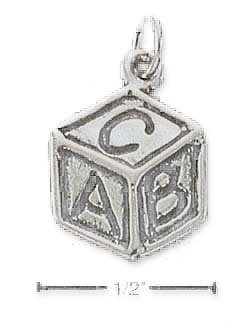 Sterling Silver Flat A B C Baby Block Charm