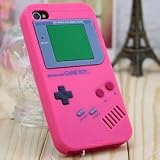 Iphone 4 Pink Color Silicone Gameboy Case w/Free Screen Protector