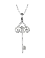Sterling Silver Key Diamond Pendant Necklace(HI, I2-I3, 0.27ct)