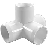 FORMUFIT F1144WT-WH-4 4-Way Tee PVC Fitting, Furniture Grade, 1-1/4" Size, White (Pack of 4)