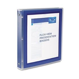 Flexi-View Round-Ring Presentation View Binder, 1-1/2 Capacity, Navy Blue
