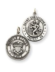 Sterling Silver St. Christopher US Navy Medal
