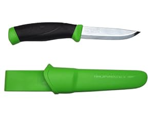 Morakniv Companion Fixed Blade Outdoor Knife with Sandvik Stainless Steel Blade, Green, 4.1-Inch