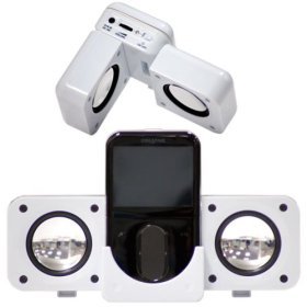 White Speaker Dock (Docking) Station for Creative Zen Vision Mp3 Music Entertainment Player (foldable & fits all models)