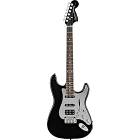 Squier� by Fender� Black and Chrome Standard Stratocaster� HSS Rosewood, Black w/ Mirrored Pickguard