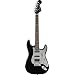 Squier by Fender Black and Chrome Standard Stratocaster HSS Rosewood, Black w/ Mirrored Pickguard