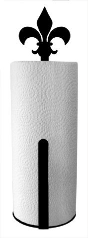 Detail image Wrought Iron Fleur-de-lis Accented Wall Mount Paper Towel Rack