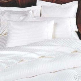 MARRIKAS 300TC Egyptian Cotton FULL WHITE STRIPE Duvet Cover Set