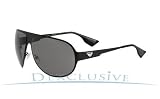 Emporio Armani Men's 9623 Shiny Black Frame/Grey Lens Metal Sunglasses