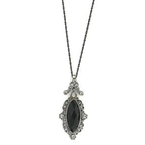 Black Diamonds Ornate Filigree Frame Necklace