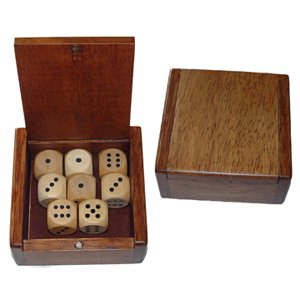 Wooden Dice Box and 8 Wooden Dice