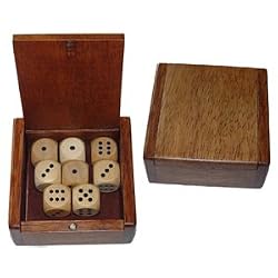 Wooden Dice Box and 8 Wooden Dice