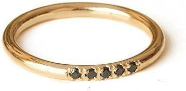 HOLIDAYS SALE- 14K Gold Filled Ring with Black CZ Diamonds in pave set, Dainty stacking ring, Available sizes US 3- US 9.5, Alternative engagement ring by LOVE NAOMI design studio.