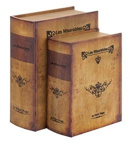 WL61410 Set /2 Les Miserable's Leather Faux Book Boxes Set