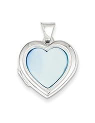 Genuine IceCarats Designer Jewelry Gift Sterling Silver Blue Mop 18Mm 2-Frame Heart Locket