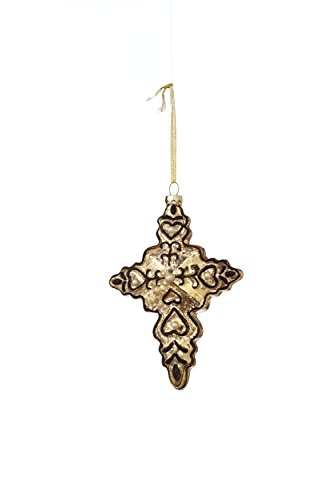 Sage & Co. XAO17502GD Glass Glittered Cross Ornament, 6-Inch Sage & Co. XAO17502GD Glass Glittered Cross Ornament, 6-Inch