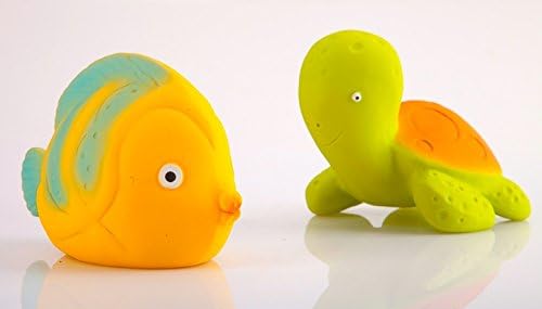 CaaOcho Ocean - Combo Natural Rubber Butterfly Fish and Sea Turtle Bath Toys - Hermetically Sealed, BPA, Phthalates, PVC Free