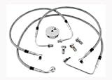 Clear Coated Stainless Braided D.O.T. Front Brake Line Kit for 1994-2007 Harley Road King and Road Glide Models (+6