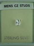 Silver Earring For Men Cz Square 925 Sterling Silver