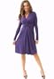 Long Sleeve Shirred V-Neck Knot Front Rayon Jersey Dress, X-Large, Black