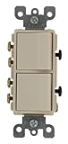 Leviton 5640-T 20 Amp, 120/277 Volt, Decora 3-Way / 3-Way AC Combination Switch, Commercial Grade, G