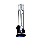 Outdoor Living : UniFlame 5 Piece Brushed Nickel And Black Fireset W/ Cylinder Twist Handles