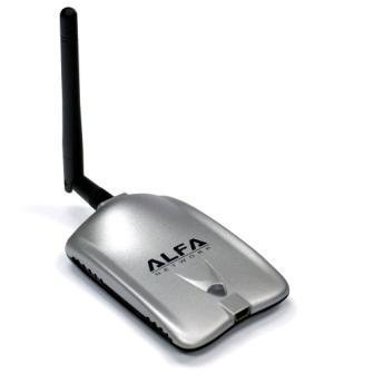 Alfa 1000mW 1W 802.11b/g USB Wireless WiFi Network Adapter With Original Alfa Screw-On Swivel 9dBi Rubber Antenna