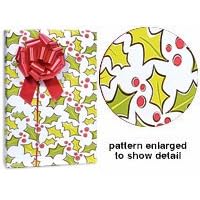 Trendy Brand New Red White Green Christmas Fresh Holly & Berries Gift Wrap Wrapping Paper 17 Foot Roll