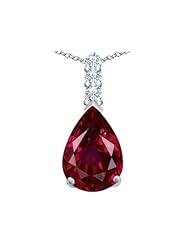 Original Star K (tm) Large 14x10mm Pear Shape Created Ruby Pendant in 925 Sterling Silver