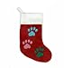 Pet Themed Holiday Stockings  Red with Paw Prints/Medium