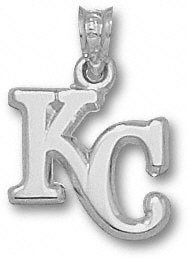 Kansas City Royals Sterling Silver ''KC'' 1/2'' Pendant