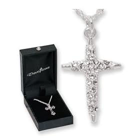 Devotions Chapel Madeleine Silver Crystal Cross Pendant