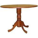 Whitewood T48-42DP 42" Round Dual Drop Leaf Pedestal Table Cottage Oak