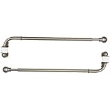 Versailles Home Fashions Pair of Swing Arm with Ball Finial, Pewter, 24 by 38-Inch