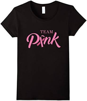 Women's Team Pink Ribbon Breast Cancer Support Lovers Cute Tee Shirt Medium Black