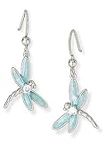 Cleversilver's Light Blue Enamel And Cz Dragonfly Earrings