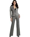 Tahari by ASL Notch-Collar Grey Menswear Pant Suit