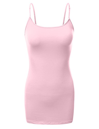 JJ Perfection Women's Adjustable Spaghetti Strap Solid Cami Tunic Tank Top