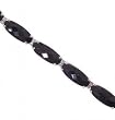 21.0cttw Black Onyx Diamond 14K White Gold Link Bracelet