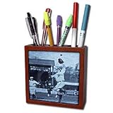 Scenes from the Past Magic Lantern Slides - Vintage Detroit Tigers Making the Catch Black and Selenium - Tile Pen Holders-5 inch tile pen holder