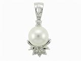 Ladies 0.08ct Diamond and 7mm White Pearl Pendant